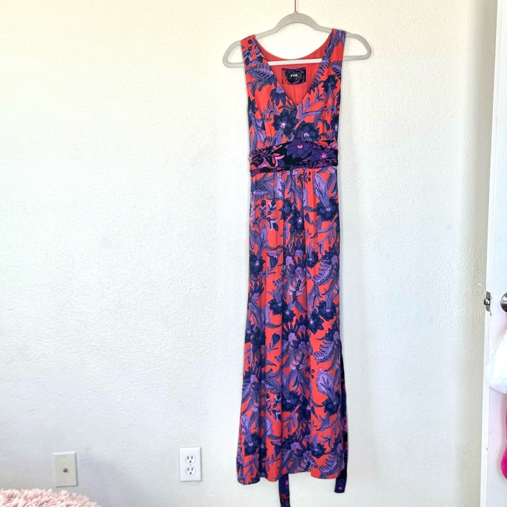 Anthropologie Maeve Macie Maxi Dress Floral Purple Orange Sleeveless 8 $168 - Picture 2 of 13